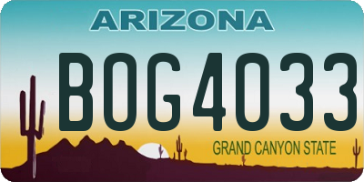 AZ license plate BOG4033