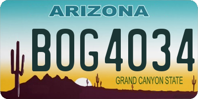 AZ license plate BOG4034