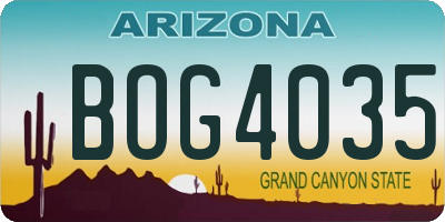 AZ license plate BOG4035