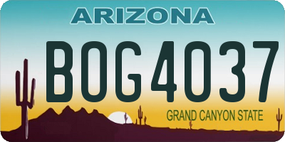 AZ license plate BOG4037