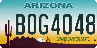 AZ license plate BOG4048