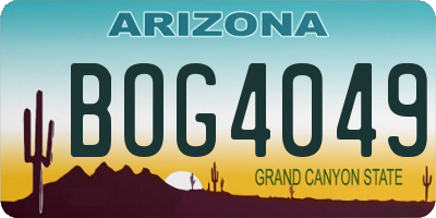 AZ license plate BOG4049