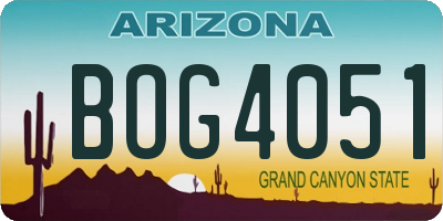 AZ license plate BOG4051
