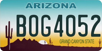 AZ license plate BOG4052