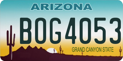 AZ license plate BOG4053