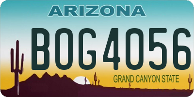 AZ license plate BOG4056