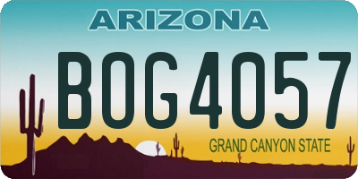 AZ license plate BOG4057