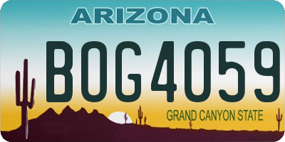 AZ license plate BOG4059