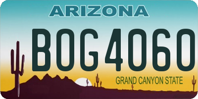 AZ license plate BOG4060