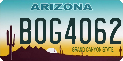 AZ license plate BOG4062