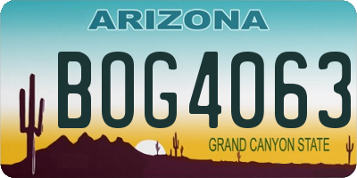 AZ license plate BOG4063