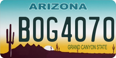 AZ license plate BOG4070