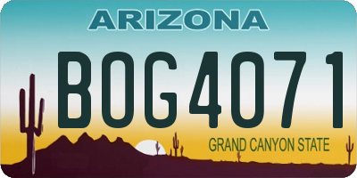 AZ license plate BOG4071
