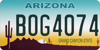 AZ license plate BOG4074