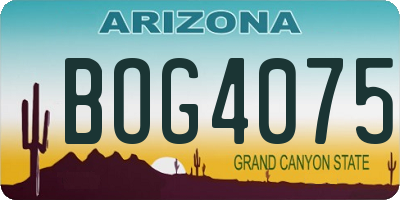 AZ license plate BOG4075