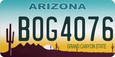 AZ license plate BOG4076