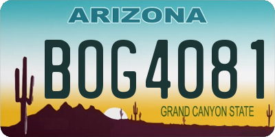 AZ license plate BOG4081
