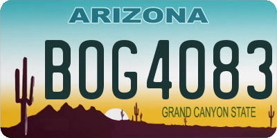 AZ license plate BOG4083
