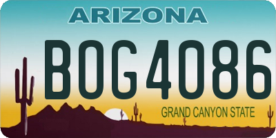 AZ license plate BOG4086
