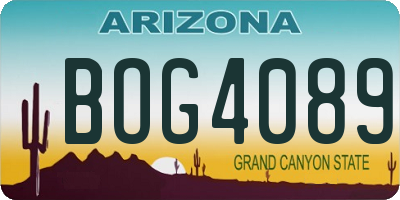 AZ license plate BOG4089