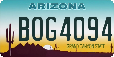 AZ license plate BOG4094