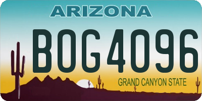 AZ license plate BOG4096