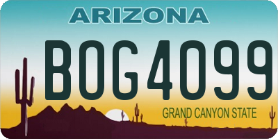 AZ license plate BOG4099