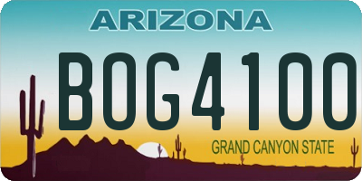 AZ license plate BOG4100