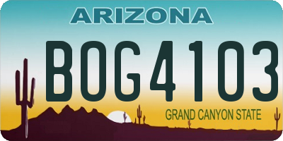 AZ license plate BOG4103