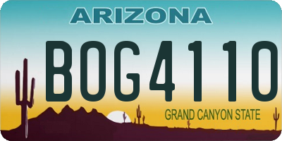 AZ license plate BOG4110
