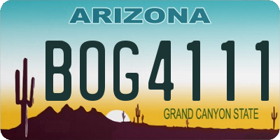AZ license plate BOG4111