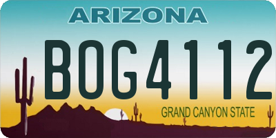 AZ license plate BOG4112