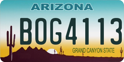 AZ license plate BOG4113