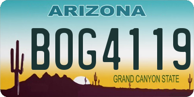 AZ license plate BOG4119