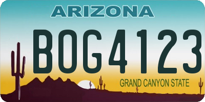 AZ license plate BOG4123