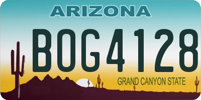 AZ license plate BOG4128