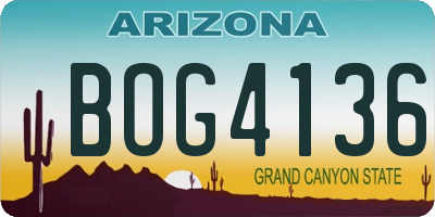 AZ license plate BOG4136