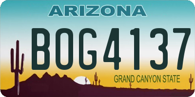 AZ license plate BOG4137