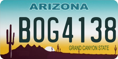 AZ license plate BOG4138