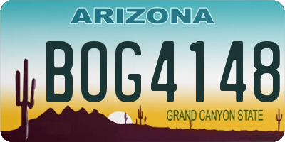 AZ license plate BOG4148