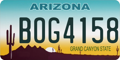 AZ license plate BOG4158