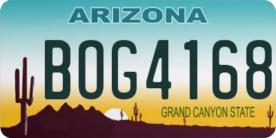 AZ license plate BOG4168