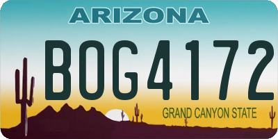 AZ license plate BOG4172