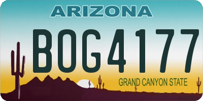 AZ license plate BOG4177