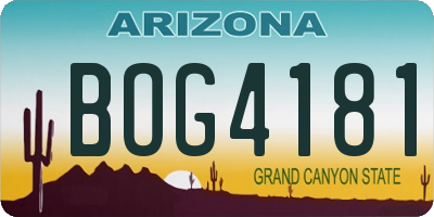 AZ license plate BOG4181