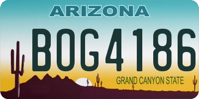 AZ license plate BOG4186