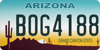 AZ license plate BOG4188