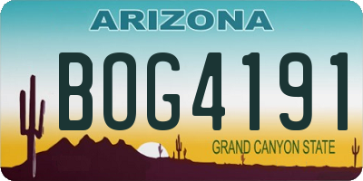 AZ license plate BOG4191