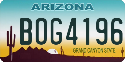 AZ license plate BOG4196
