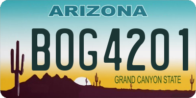 AZ license plate BOG4201